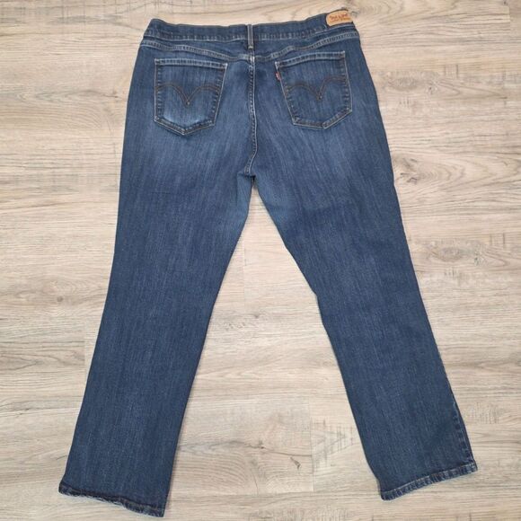 Women's Levi's 505 Straight Leg Jeans Size 16 Blue Denim Mid-Rise Stretch - Picture 7 of 10